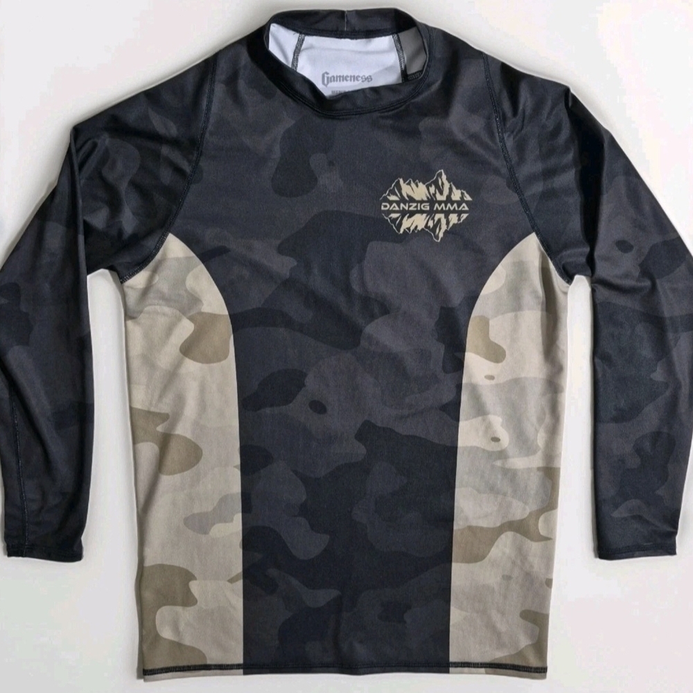 Danzig MMA Rash Guard Mens Large Camo Compression Shirt BJJ Gym Long Sleeve
